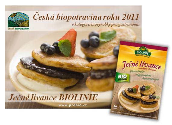 BIOLINIE Ječné lívance - nejlepší Česká biopotravina roku 2011 v kategorii biovýrobky pro gastronomii